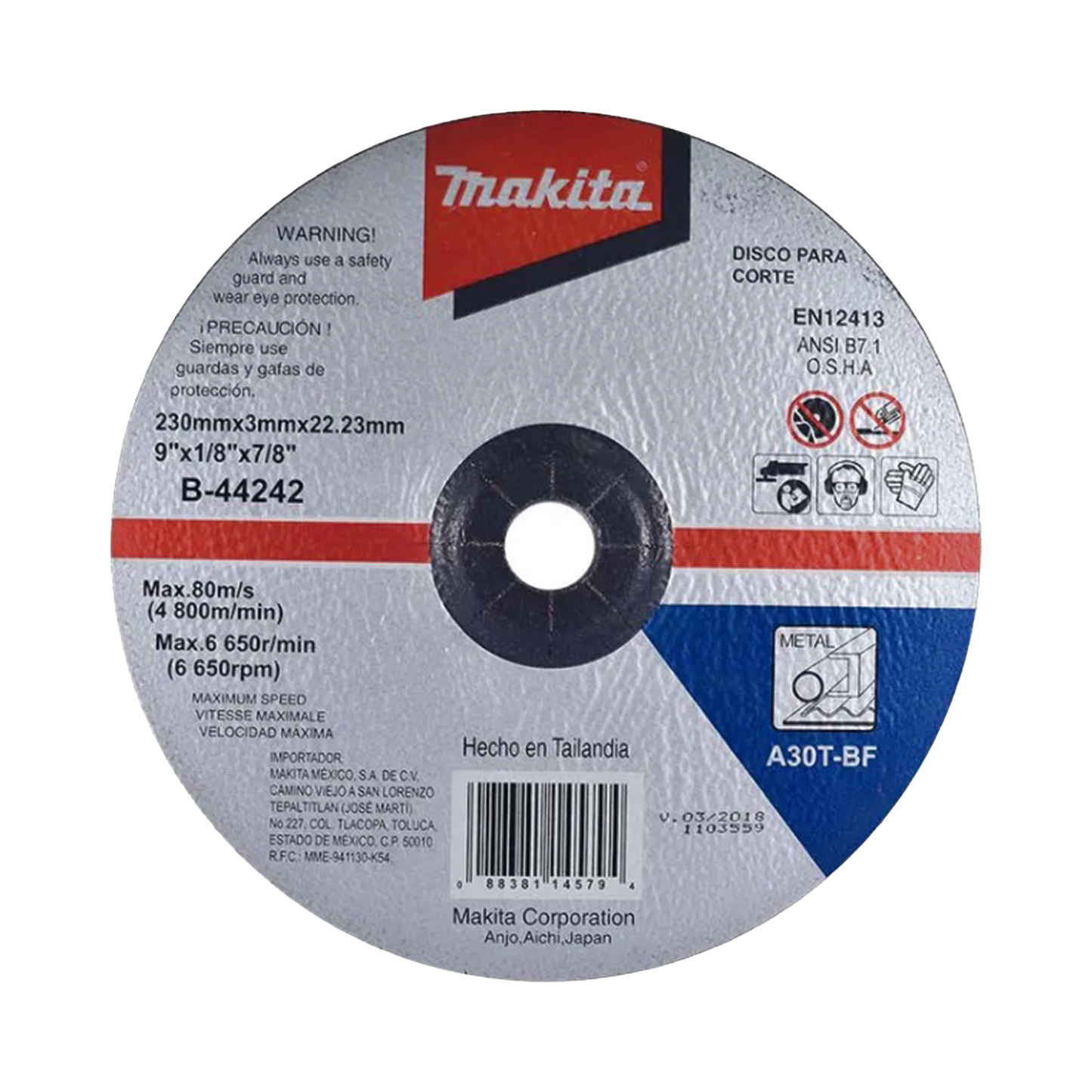 B-44242 - Disco de corte para metal de 9"