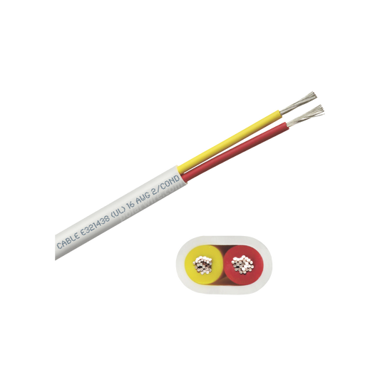 Rollo de cable plano grado marino calibre 16,  de 2 conductores (rojo y amarillo) de 250 pies (76.2 m).