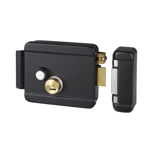 BL-ACCESSRIMB Cerradura Eléctrica con Botón de Salida / Incluye Llave  / Exterior / Derecha / Color Negro