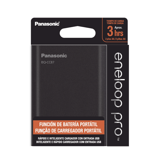 BQCCC87ABK Cargador para baterías y power bank  2 en 1, carga individual y/o simultánea hasta 4 baterías, (AA y AAA, Ni-MH )