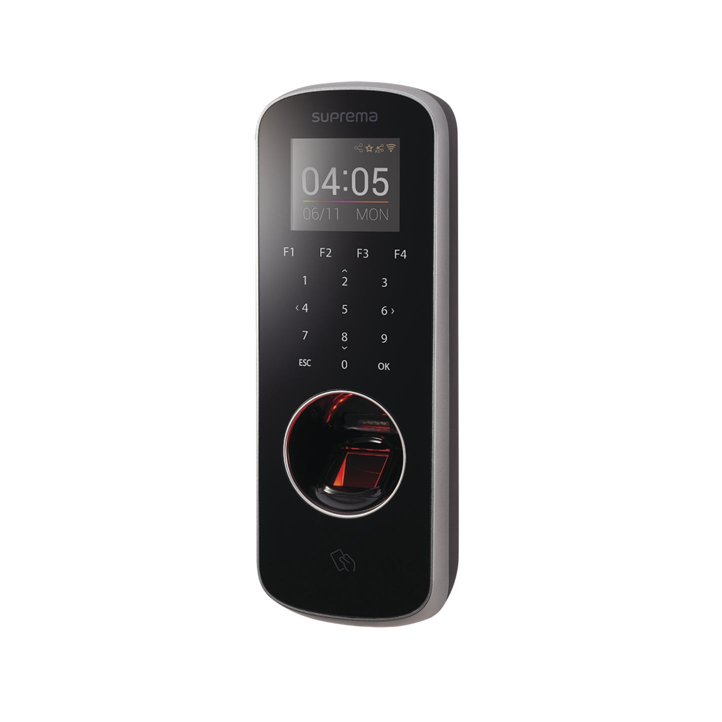 BSL2OM BioStation L2 Lector de Huella Delgado con Teclado Touch y  Lector 13.56 MHz MIFARE®/ NFC /DESFire/DESFire EV1/ Felica