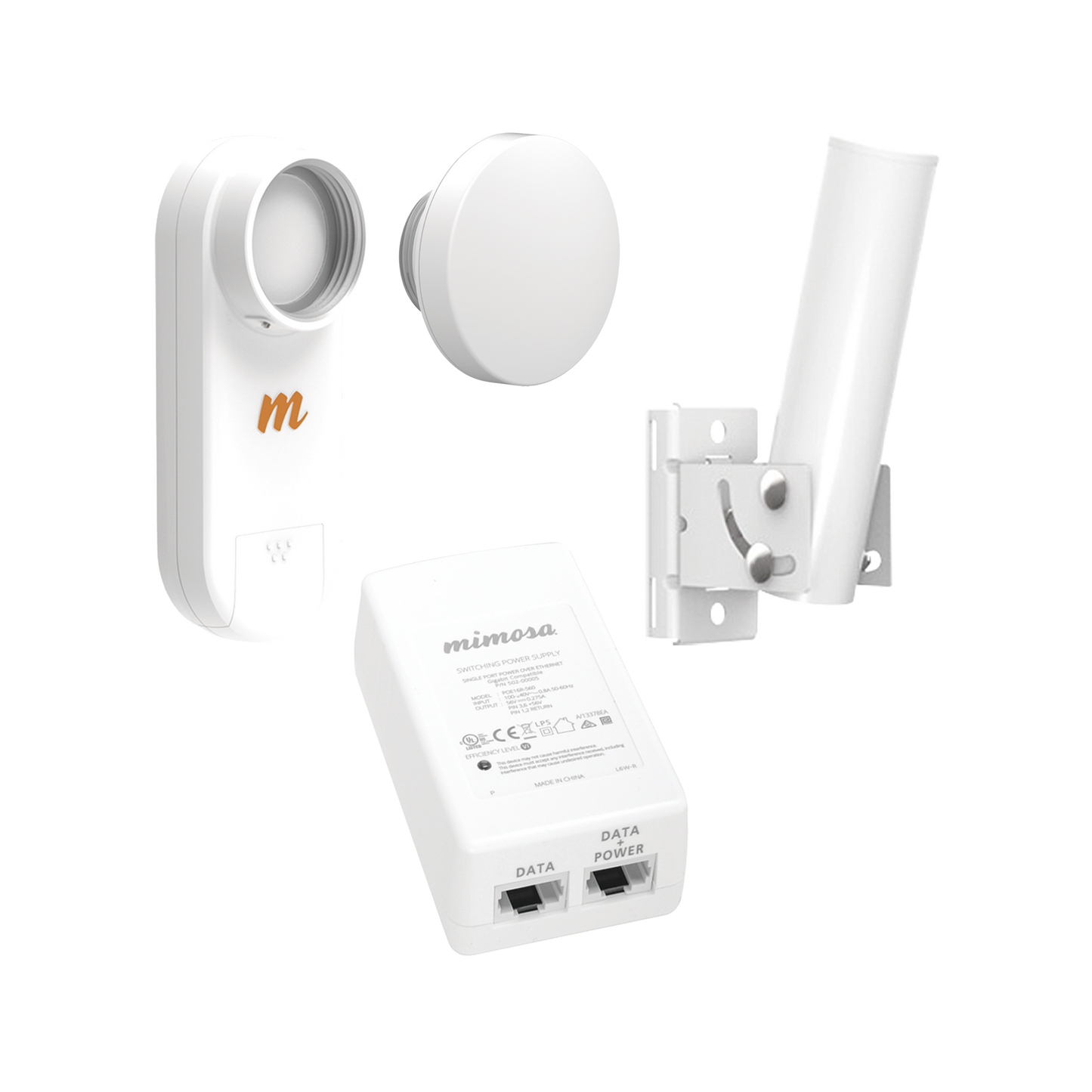C5X-N12-PACK Kit de radios C5X, rango de frecuencia extendida (4.9 a 6.4 GHz),  incluye inyector POE, montaje universal para tubo o poste Y una antena de 12 dBi