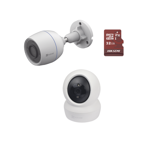 C6N-CSH3C/KM1 Kit de cámaras WiFi / Incluye 1 pieza C6N  Para Uso en Interior / 1 pieza CS-H3C Para Uso en Exterior / 1 PZA Micro SD HS-TF-E1/32G / Detección de Movimiento / Notificaciones Instantáneas