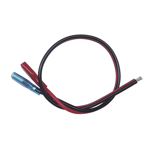 CBRNF1P30D Cables en paquete dual / cable rojo y negro / 30 cm / terminal F1 en un extremo / puntas libres en el otro / Conexión a baterías de respaldo.