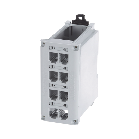 CDPP8RG - Panel de Parcheo Modular para Cobre, de Instalaci�n en Riel DIN Est�ndar de 35 mm (1.38 pulgadas), 8 Puertos Mini-Com, Color Gris