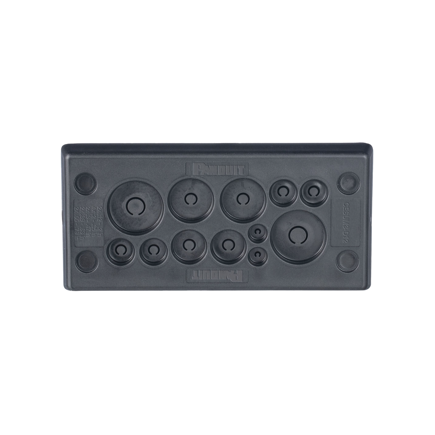 CESUM3-D12 - Pasacables Rectangular de Membrana, IP66, 3.39" x 1.42", 12 orificios, para Cables no Terminados. Color Negro