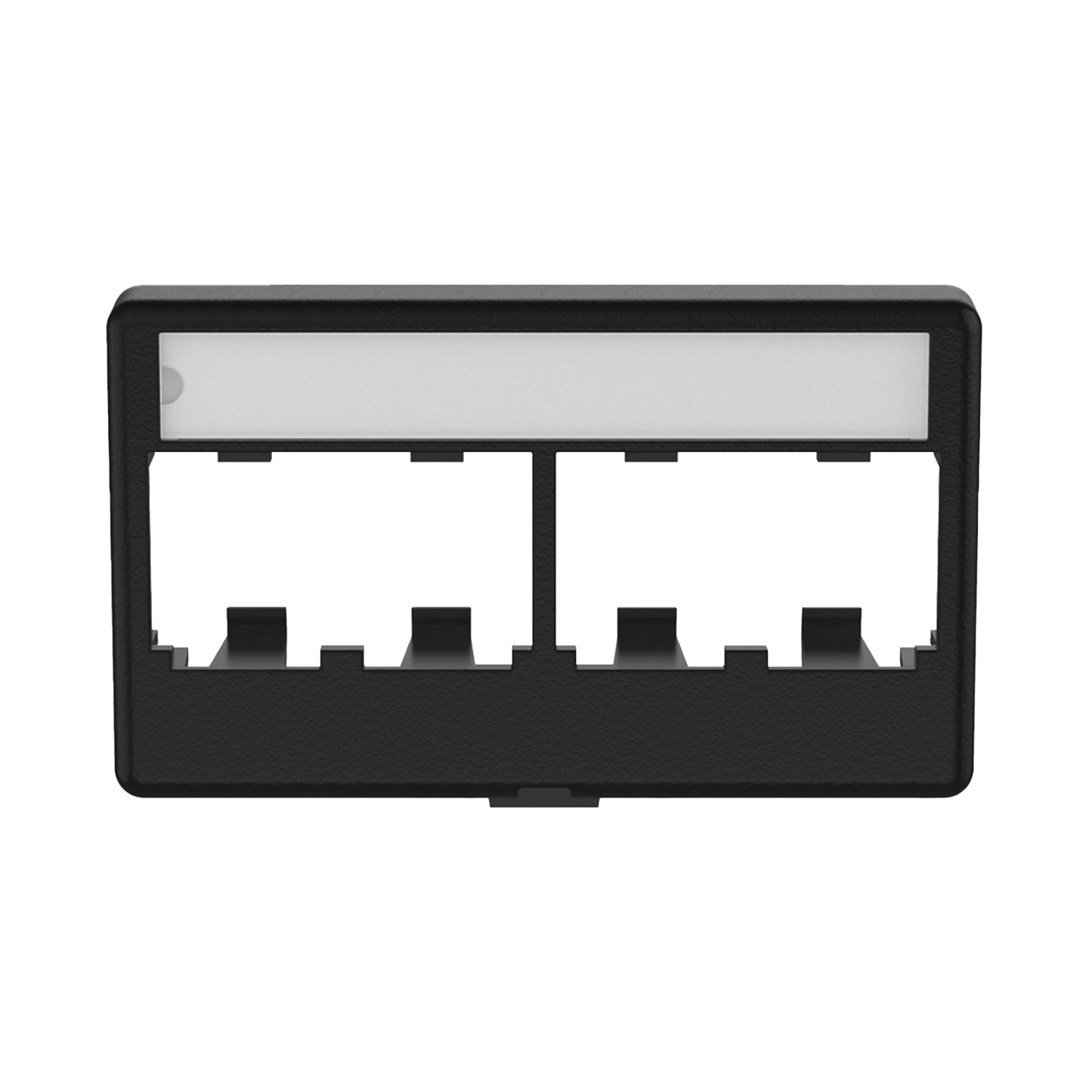 CFFPL4BL - Placa de Mobiliario Modular Est�ndar, Salidas Para 4 Puertos Mini-Com, Con Espacio Para Etiquetas, Color Negro