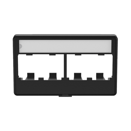 CFFPL4BL - Placa de Mobiliario Modular Est�ndar, Salidas Para 4 Puertos Mini-Com, Con Espacio Para Etiquetas, Color Negro