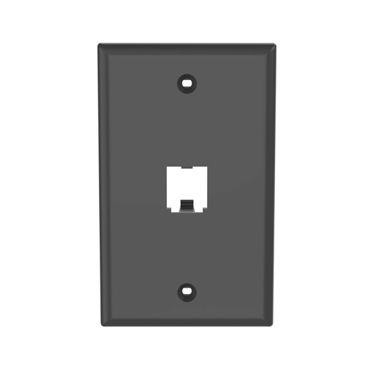 CFP1BL - Placa de Pared Vertical Cl�sica, Salida Para 1 Puerto Mini-Com, Color Negro