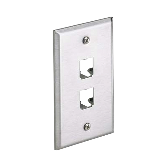 CFP2SY - Placa de Pared Vertical, de Acero Inoxidable, Salida Para 2 Puertos Mini-Com