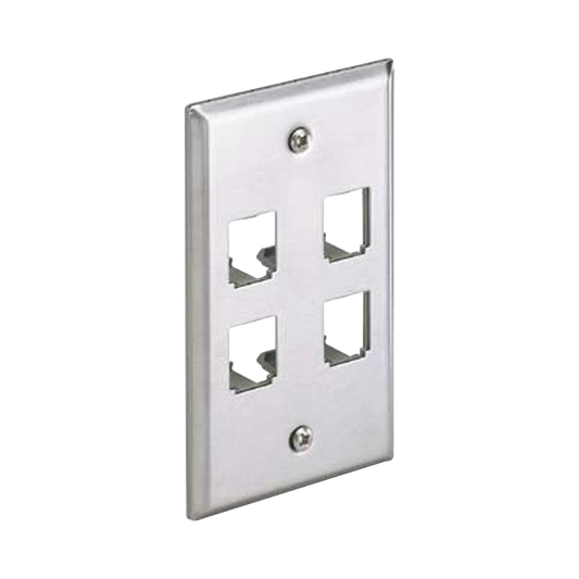 CFP4SY - Placa de Pared Vertical, de Acero Inoxidable, Salida Para 4 Puertos Mini-Com