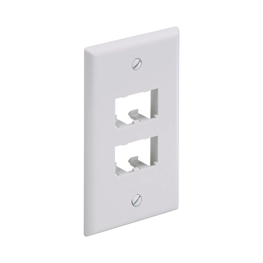 CFP4WH - Placa de Pared Vertical Cl�sica, Salida Para 4 Puertos Mini-Com, Color Blanco