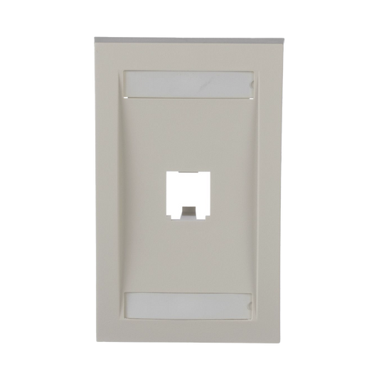 CFPE1IWY - Placa de Pared Vertical Ejecutiva, Salida Para 1 Puerto Mini-Com, Con Espacios Para Etiquetas, Color Blanco Mate