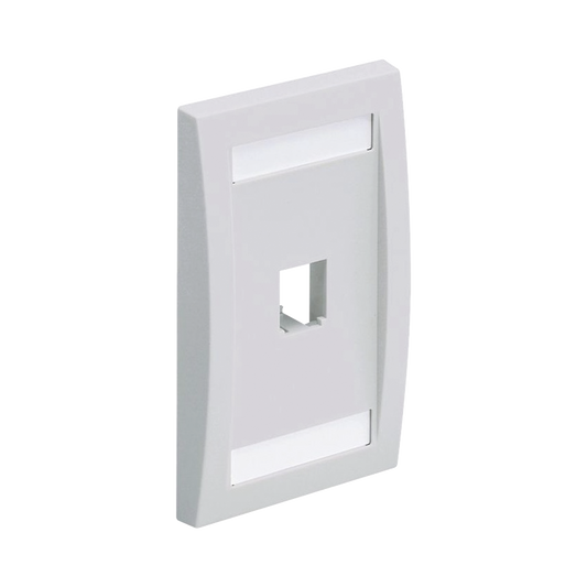 CFPE1WHY - Placa de Pared Vertical Ejecutiva, Salida Para 1 Puerto Mini-Com, Con Espacios Para Etiquetas, Color Blanco