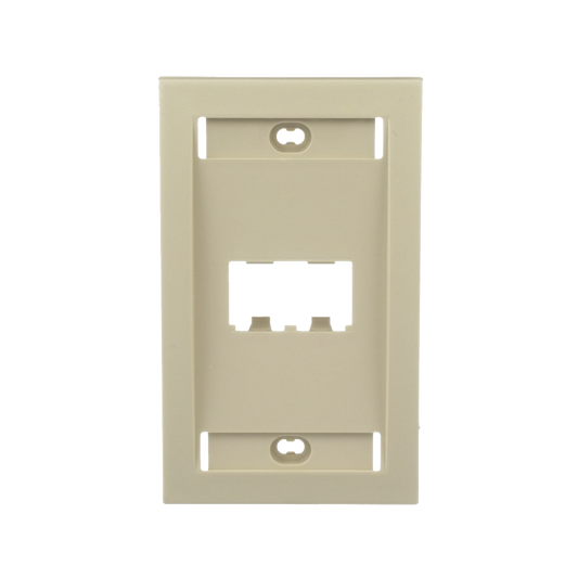 CFPE2EIY - Placa de Pared Vertical Ejecutiva, Salida Para 2 Puertos Mini-Com, Con Espacios Para Etiquetas, Color Marfil