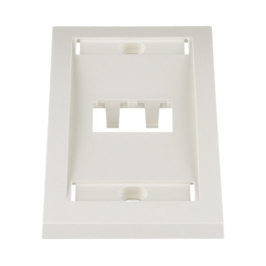 CFPE2IWY - Placa de Pared Vertical Ejecutiva, Salida Para 2 Puertos Mini-Com, Con Espacios Para Etiquetas, Color Blanco Mate