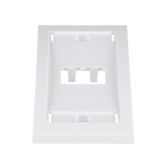 CFPE2WHY - Placa de Pared Vertical Ejecutiva, Salida Para 2 Puertos Mini-Com, Con Espacios Para Etiquetas, Color Blanco
