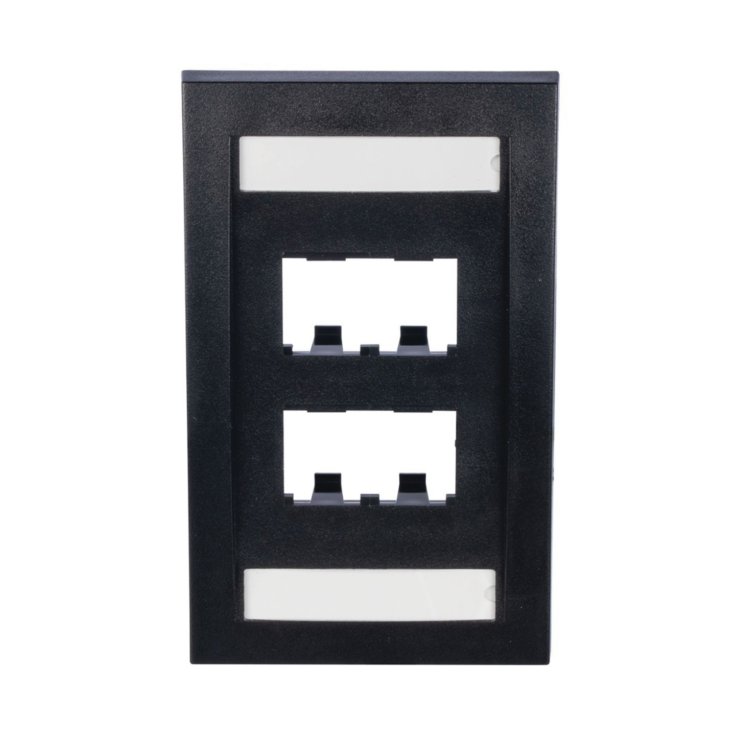 CFPE4BLY - Placa de Pared Vertical Ejecutiva, Salida de 4 Puertos Mini-Com, Con Espacios Para Etiquetas, Color Negro