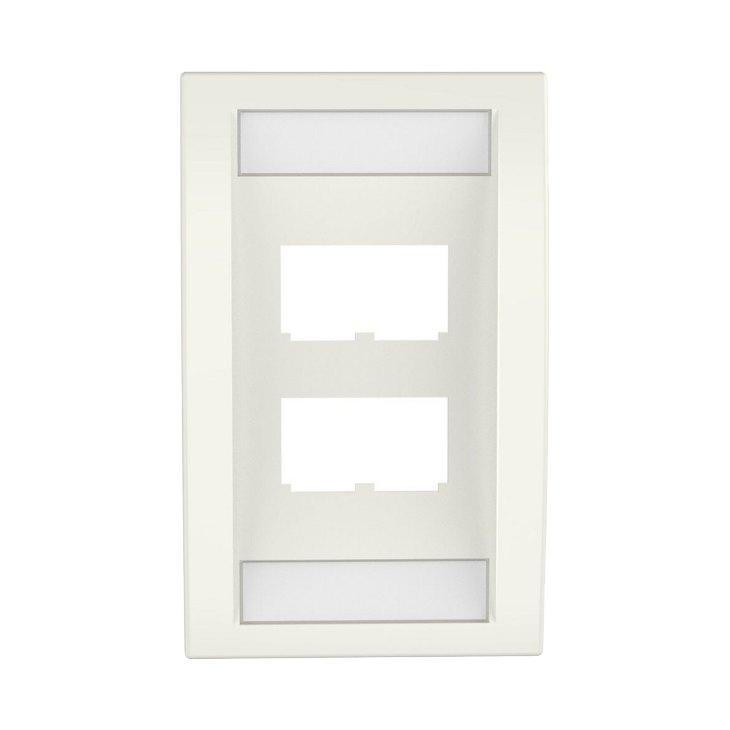 CFPE4IWY - Placa de Pared Vertical Ejecutiva, Salida Para 4 Puertos Mini-Com, Con Espacios Para Etiquetas, Color Blanco Mate