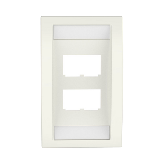 CFPE4IWY - Placa de Pared Vertical Ejecutiva, Salida Para 4 Puertos Mini-Com, Con Espacios Para Etiquetas, Color Blanco Mate