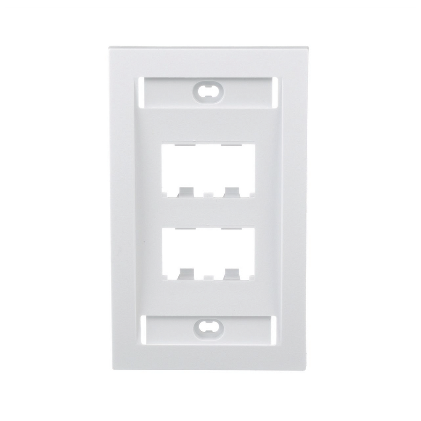CFPE4WHY - Placa de Pared Vertical Ejecutiva, Salida Para 4 Puertos Mini-Com, Con Espacios Para Etiquetas, Color Blanco
