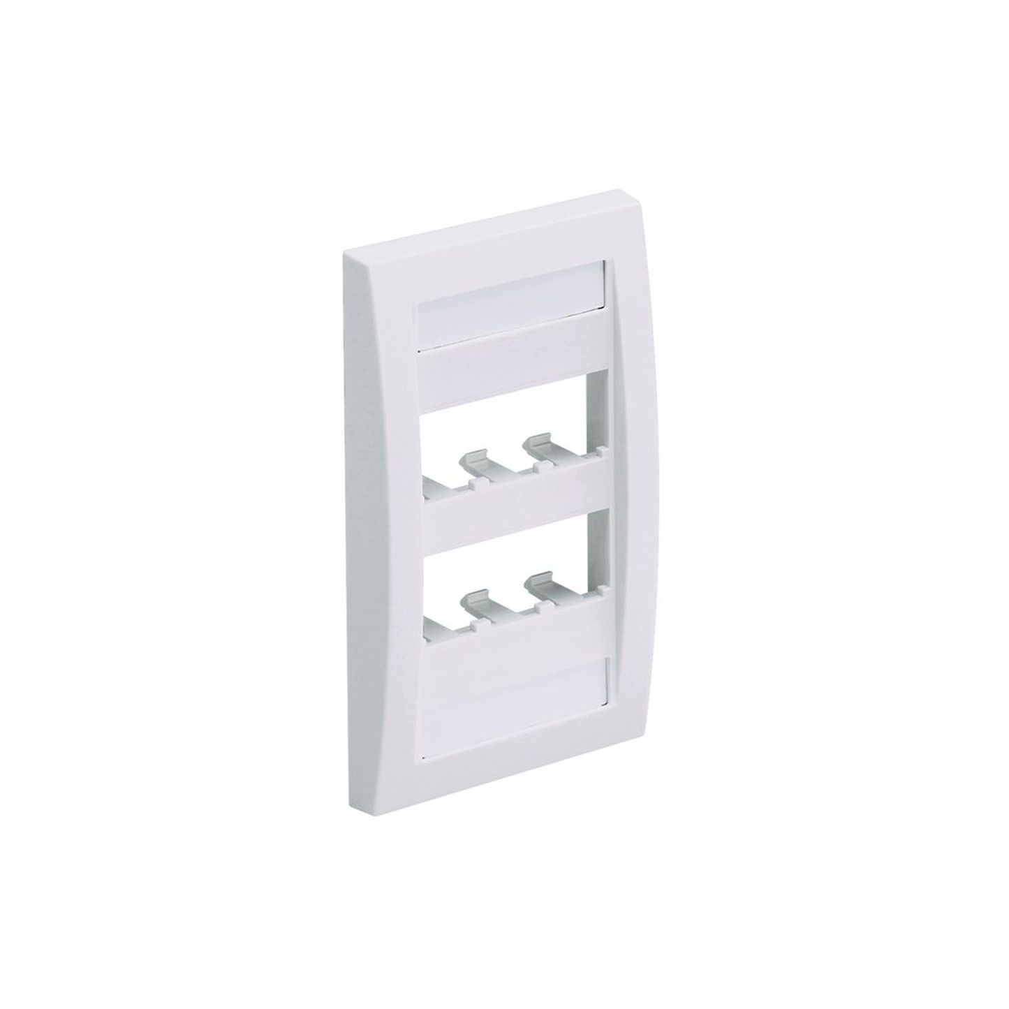 CFPE6IWY - Placa de Pared Vertical Ejecutiva, Salida Para 6 Puertos Mini-Com, Con Espacios Para Etiquetas, Color Blanco Mate