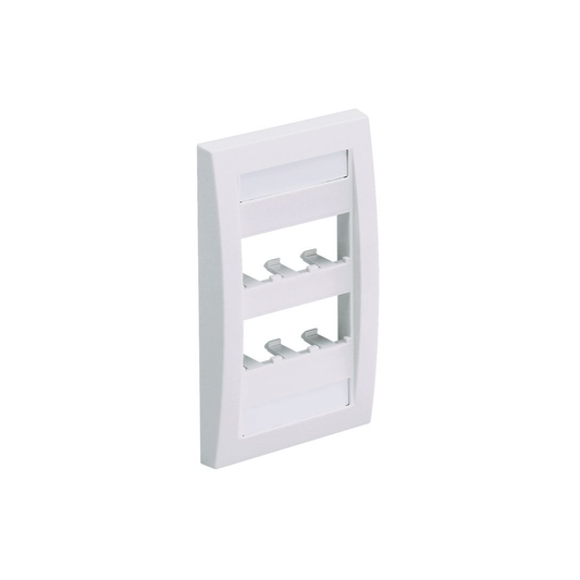 CFPE6IWY - Placa de Pared Vertical Ejecutiva, Salida Para 6 Puertos Mini-Com, Con Espacios Para Etiquetas, Color Blanco Mate