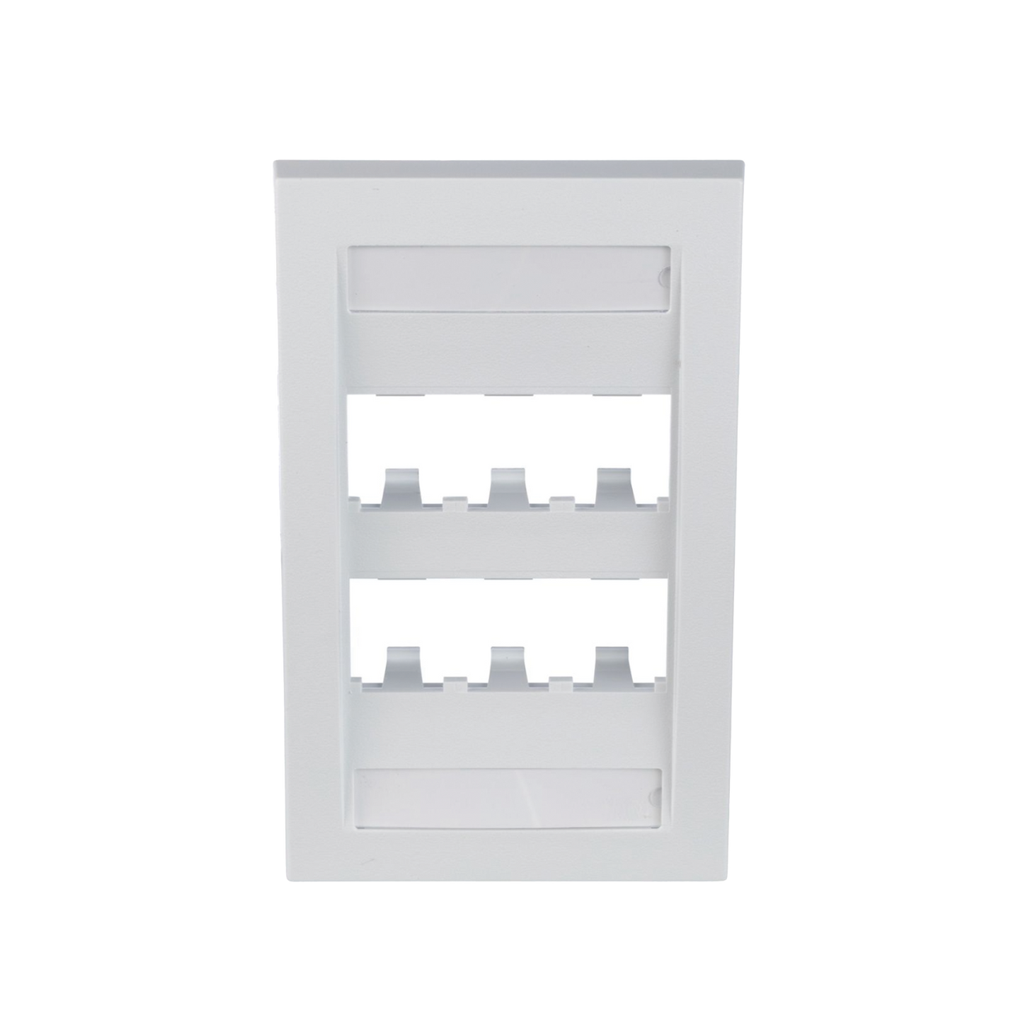 CFPE6WHY - Placa de Pared Vertical Ejecutiva, Salida Para 6 Puertos Mini-Com, Con Espacios Para Etiquetas, Color Blanco