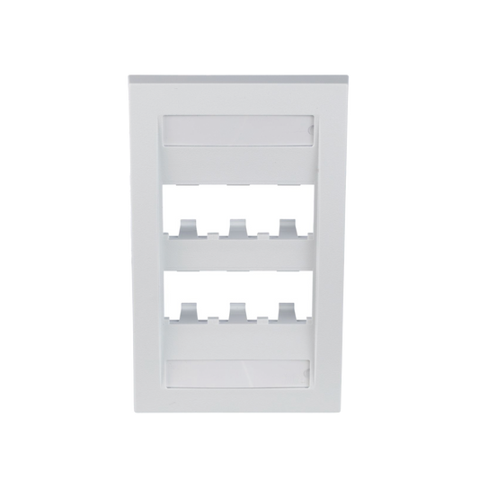CFPE6WHY - Placa de Pared Vertical Ejecutiva, Salida Para 6 Puertos Mini-Com, Con Espacios Para Etiquetas, Color Blanco