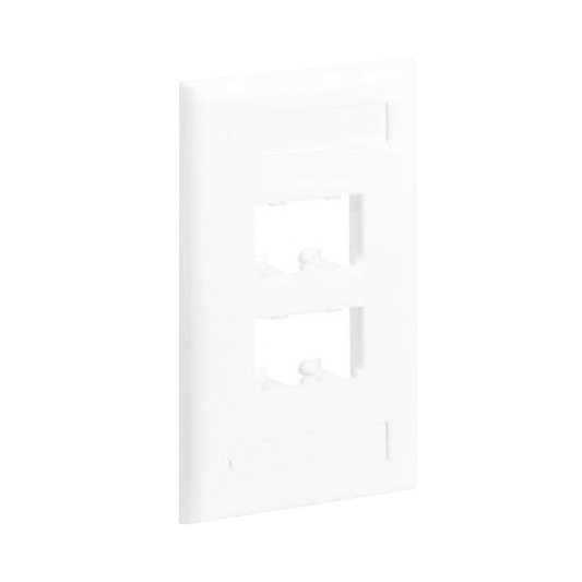 CFPL4WHY - Placa de Pared Vertical Cl�sica, Salida Para 4 Puertos Mini-Com, Con Espacios Para Etiquetas, Color Blanco