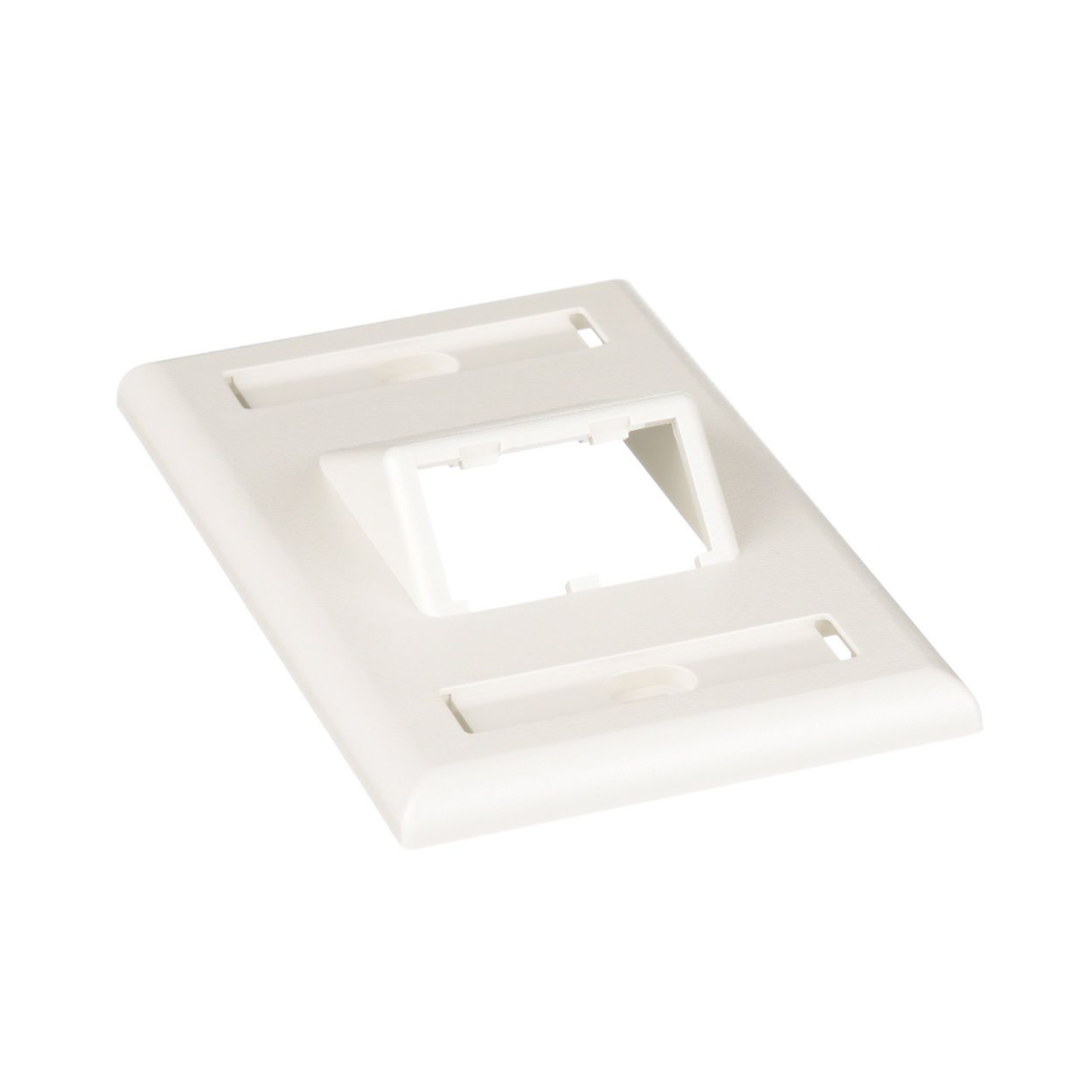 CFPSL2IWY - Placa de Pared Vertical Cl�sica, Salida Para 2 Puertos Mini-Com Inclinados, Con Espacios Para Etiquetas, Color Blanco Mate