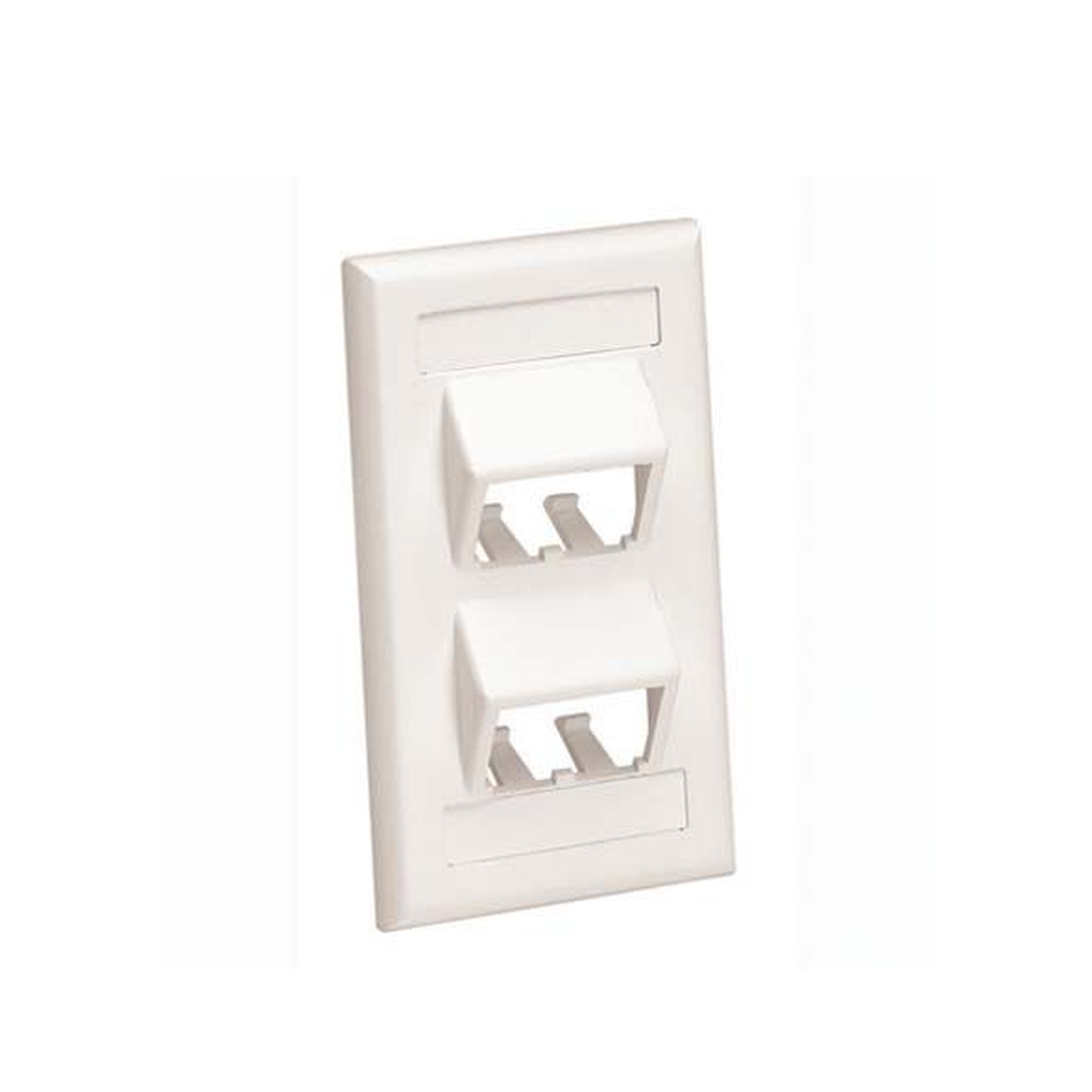 CFPSL4IWY - Placa de Pared Vertical Cl�sica, Salida Para 4 Puertos Mini-Com Inclinados, Con Espacios Para Etiquetas, Color Blanco Mate