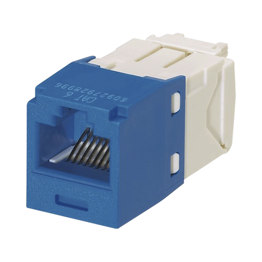 CJ688TGBU Conector Jack RJ45 Estilo TG, Mini-Com, Categoría 6, de 8 posiciones y 8 cables, Color Azul