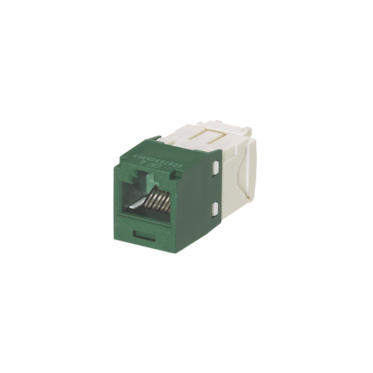 CJ688TGGR Conector Jack RJ45 Estilo TG, Mini-Com, Categoría 6, de 8 posiciones y 8 cables, Color Verde