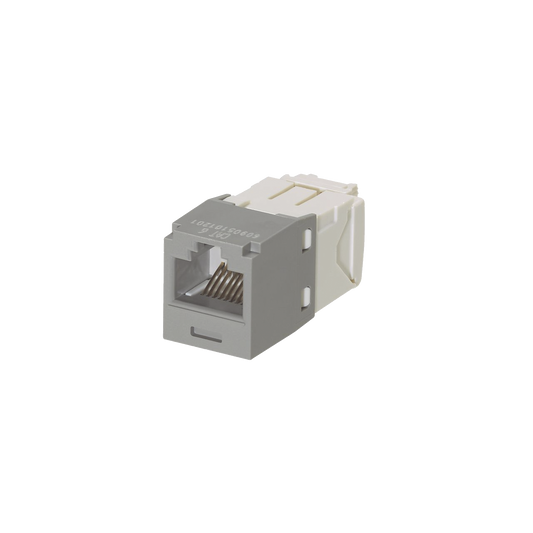 CJ688TGIG Conector Jack RJ45 Estilo TG, Mini-Com, Categoría 6, de 8 posiciones y 8 cables, Color Gris