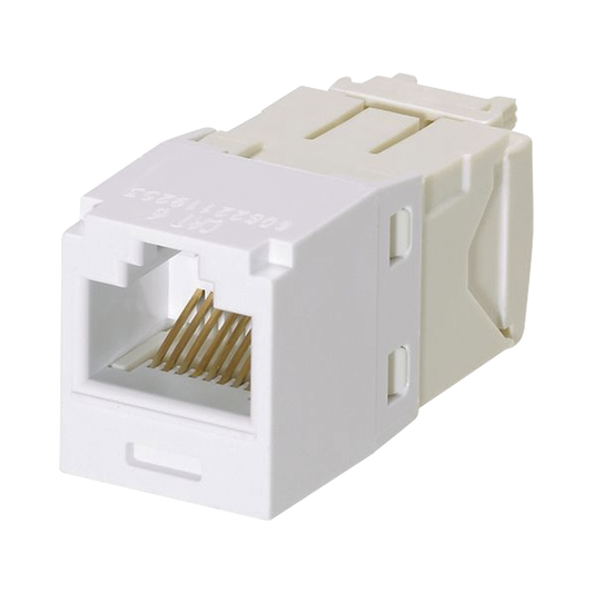 CJ688TGWH Conector Jack RJ45 Estilo TG, Mini-Com, Categoría 6, de 8 posiciones y 8 cables, Color Blanco