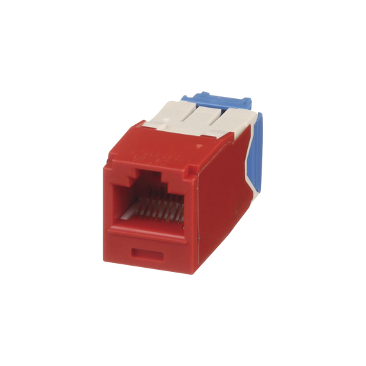 CJ6X88TGRD - Conector Jack RJ45 Estilo TG, Mini-Com, Categor�a 6A, de 8 Posiciones y 8 Cables, Color Rojo
