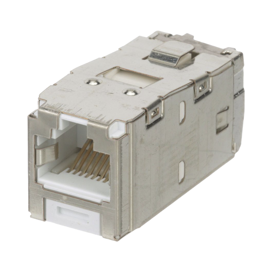 CJS6X88TGWHY - Conector Jack RJ45 Blindado, Estilo TG, Mini-Com, Categor�a 6A, de 8 Posiciones y 8 Cables, Color Blanco