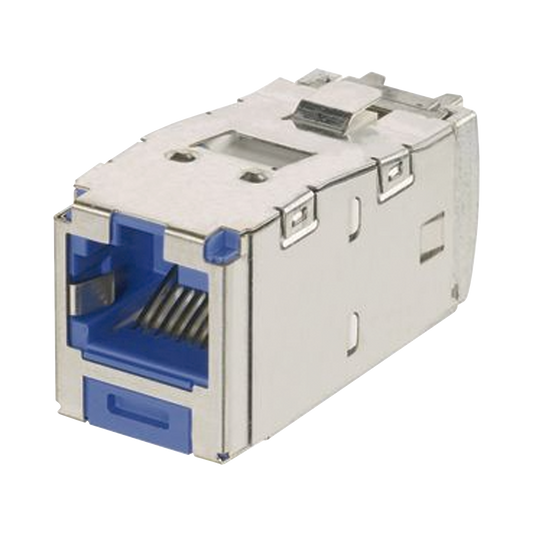 CJSK6X88TGBU - Conector Jack RJ45 Blindado, Llaveado Azul, Estilo TG, Mini-Com, Categor�a 6A, de 8 Posiciones y 8 Cables, Color Azul