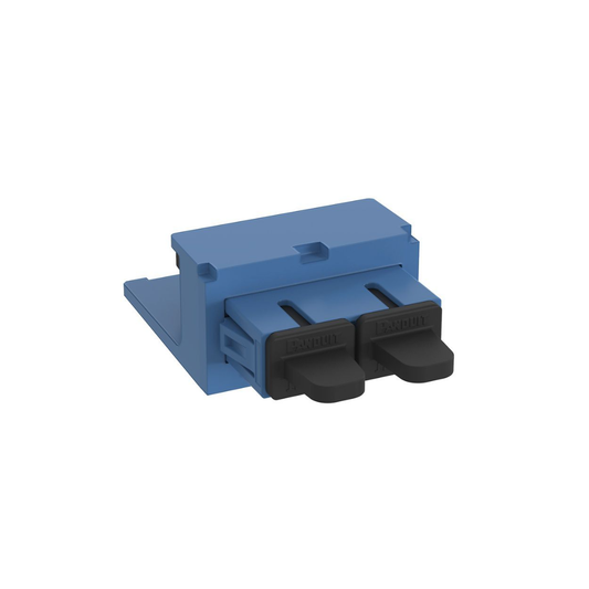 CMDBUSCZBU Módulo Acoplador SC Duplex, para Fibra Óptica Monomodo OS1/OS2, Tipo Mini-Com, Color Azul