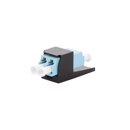 CMDSAQLCZBL Módulo Acoplador LC Duplex, para Fibra Óptica Multimodo OM3/OM4, Tipo Mini-Com, Color Aqua