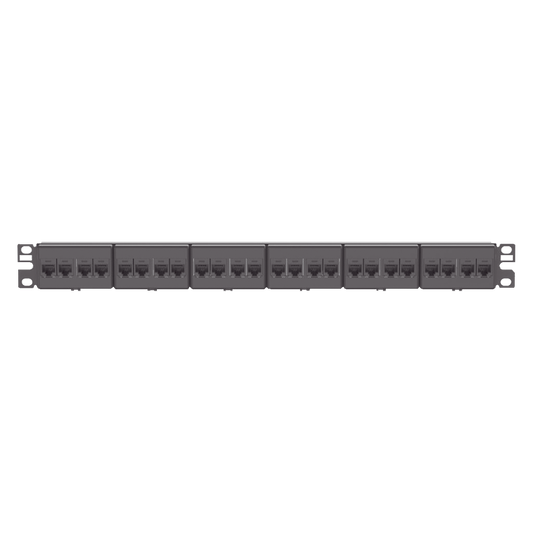 CP24688BL - Panel de Parcheo con 24 Acopladores Mini-Com, Plano, Categor�a 6, de 1 UR, Color Negro
