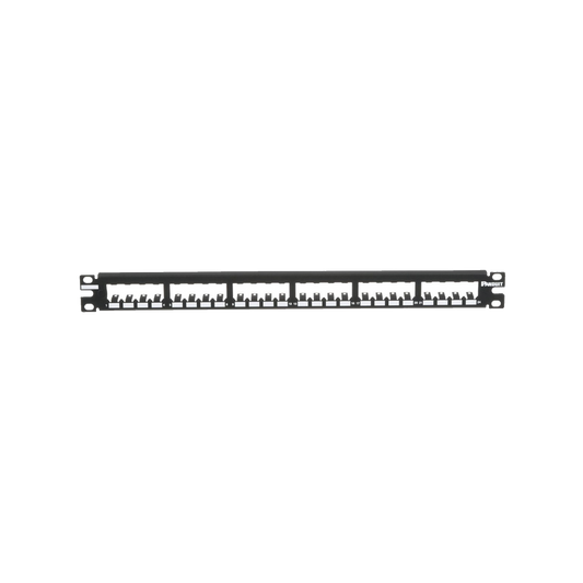 CP24BLY - Panel de Parcheo Modular Mini-Com (Sin Conectores), Plano, Totalmente Blindado, de 24 Puertos, 1UR