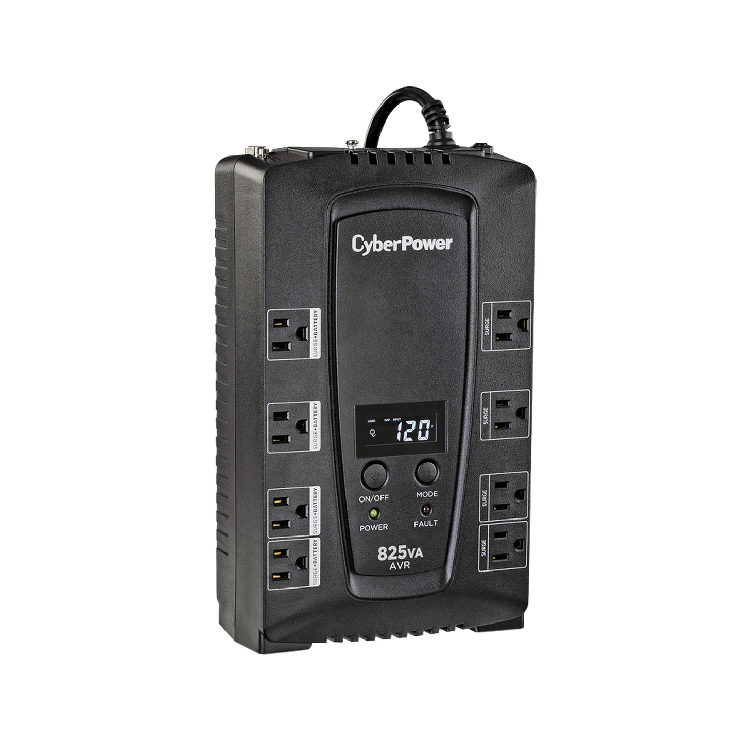 CP825AVRLCDA UPS de 825 VA/450 W, Topología Línea Interactiva, Entrada 120 Vca NEMA 5-15P, Tipo Gabinete Compacto, Con 8 Tomas NEMA 5-15R