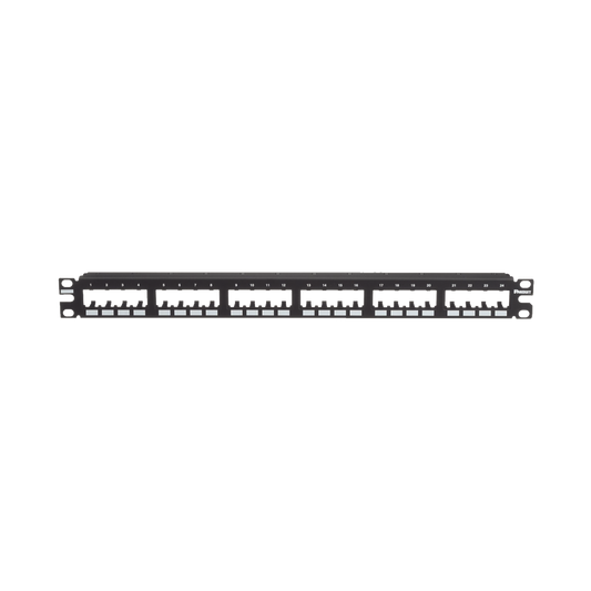 CPP24FMWBLY - Panel de Parcheo Modular Mini-Com (Sin Conectores), Plano de Instalaci�n al Ras, Sin Blindaje, de 24 Puertos, 1UR