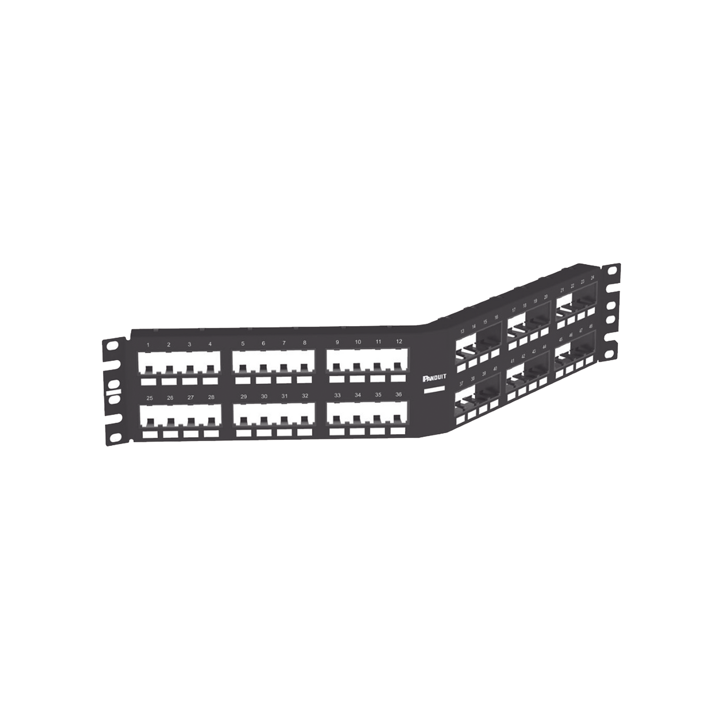 CPPA48FMWBLY - Panel de Parcheo Modular Mini-Com (Sin Conectores), Angulado Instalaci�n la Ras, Sin Blindaje, de 48 Puertos, 2UR