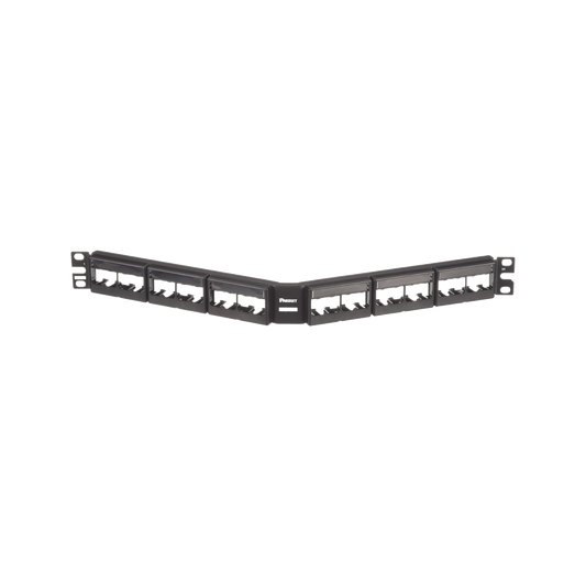 CPPLA24WBLY - Panel de Parcheo Modular Mini-Com (Sin Conectores), Angulado, Sin Blindaje, Con Etiqueta y Cubierta, de 24 Puertos, 1UR