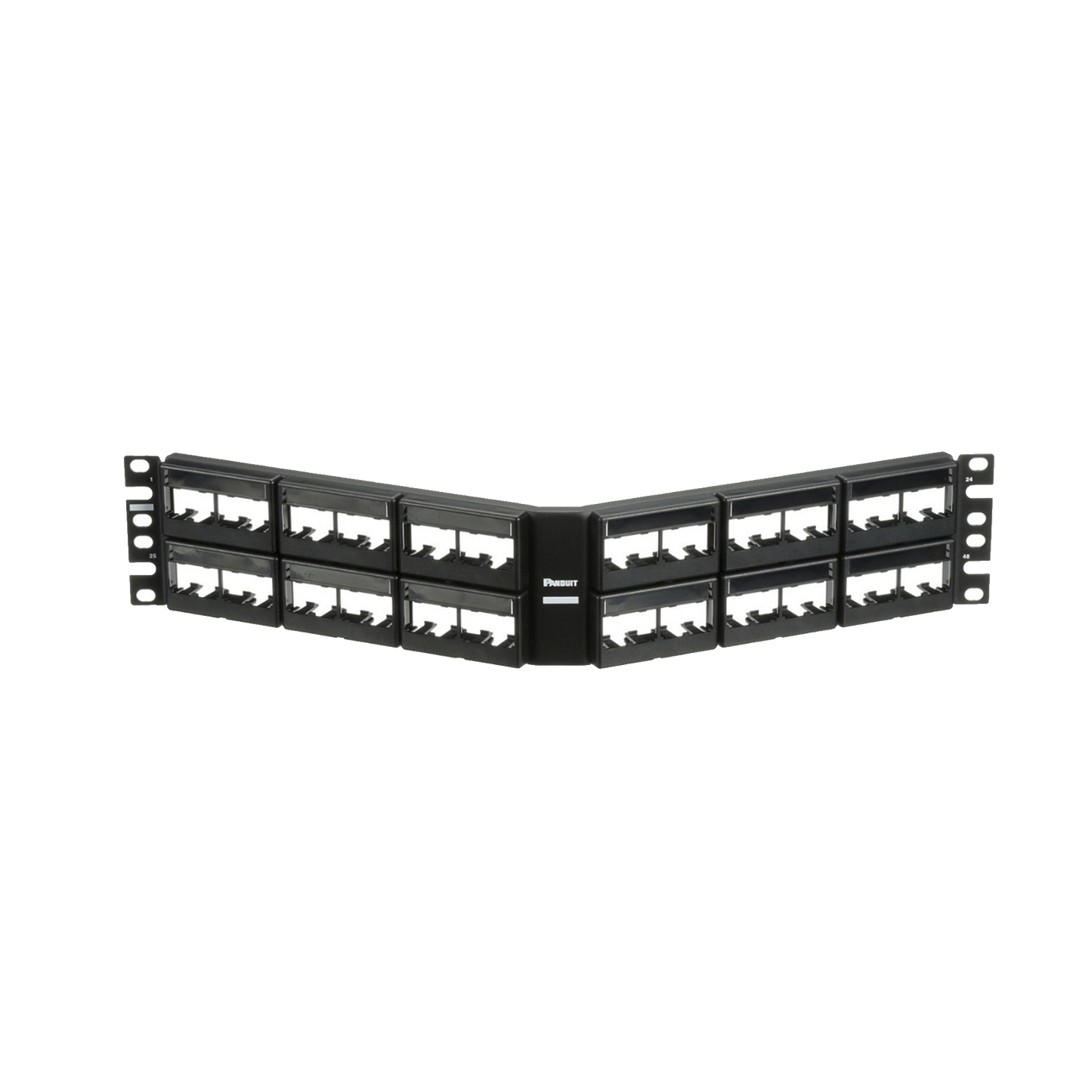 CPPLA48WBLY - Panel de Parcheo Modular Mini-Com (Sin Conectores), Angulado, Sin Blindaje, Con Etiqueta y Cubierta, de 48 Puertos, 2UR