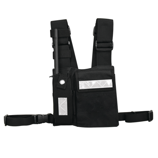 CPP-SLG - Pechera Universal Sin Logo con Soporte para Radio y Bolígrafo más Bolsa con Cinta Adherente para su Seguridad.