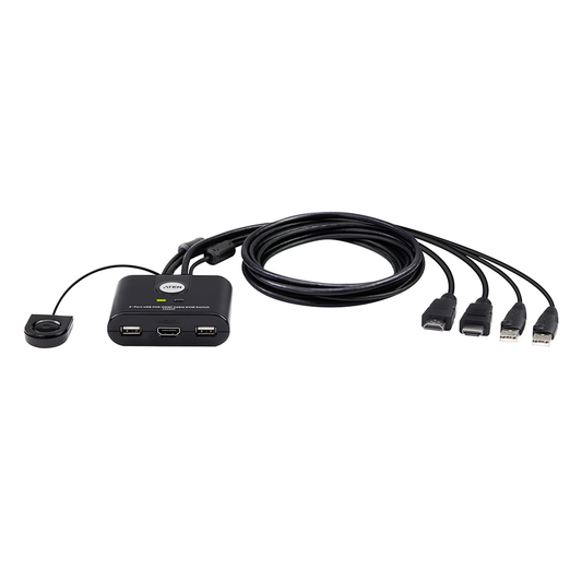 CS22HF - Switch KVM | USB FHD HDMI | de 2 puertos en formato cable | 1920x1080 @ 60Hz (FHD)	| HDCP 1.4 | Conecta y controla 2 equipos con un solo monitor, teclado y mouse